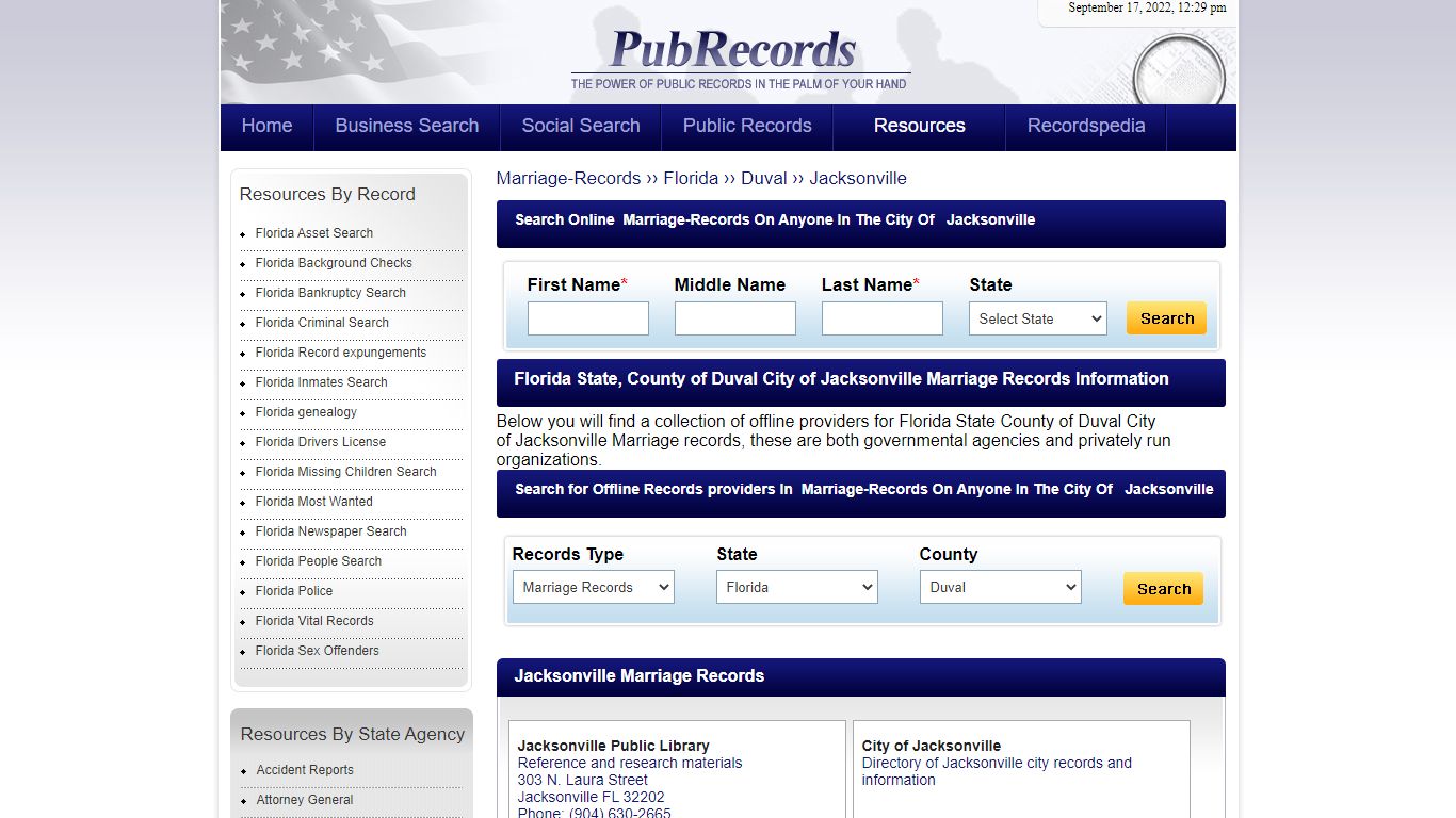 Jacksonville, Duval County, Florida Marriage Records - Pubrecords.com